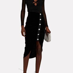 Veronica Beard Navita Crystal-Embellished Velvet Midi Skirt